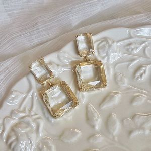 Square crystal earrings
